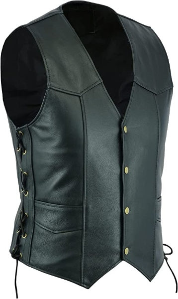 Men's Classic Motorcycle Leather Waistcoat Vest