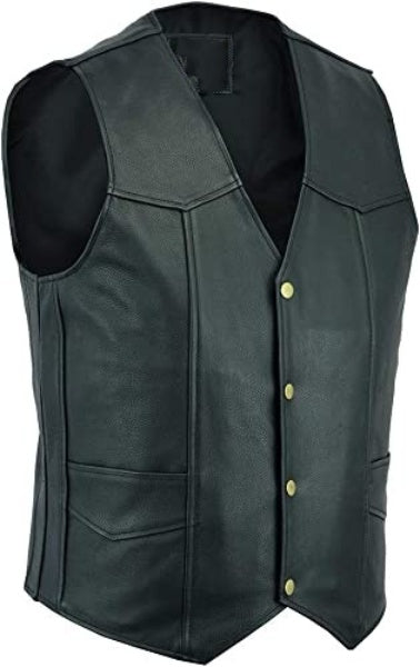 Men's Black Real Leather Waistcoat Vest