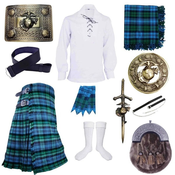 Scottish Men's Highland  Ancient Campbell tartan Kilt Outfit