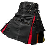 Rainbow Hybrid Kilt Nylon Straps Black Cotton Scottish Highland Utility Colorful Kilt