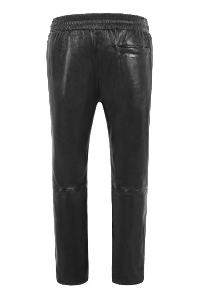 Women Chinos Casual Black Trousers sheepskin Leather Elasticated Relax Fit  trouser 