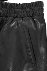 Women Casual Black Trousers sheep skin Leather Elasticated Relax Fit 