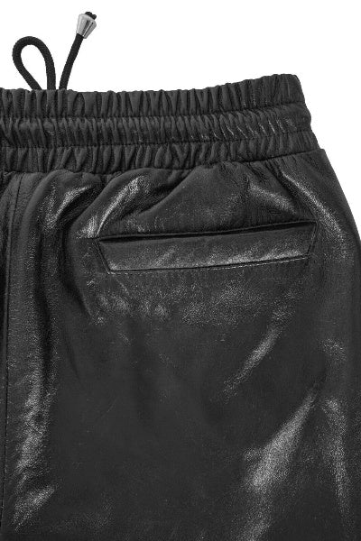 Women Casual Black Trousers sheep skin Leather Elasticated Relax Fit trouser 