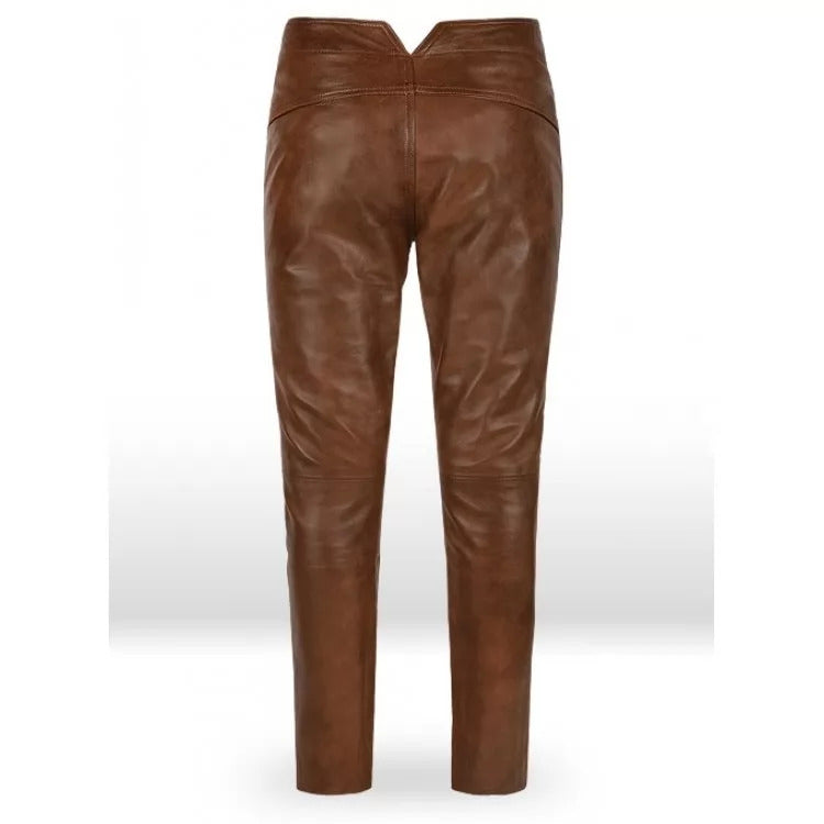Handmade Soft Brown Leather Pants for men