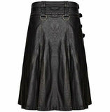 Men Gothic Black Cowhide Leather kilt Utility Larp Kilt  Pride Walk