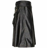 Men Gothic Black Cowhide Leather kilt Utility Larp Kilt  Pride Walk