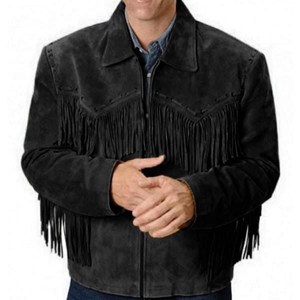 Men's Simply Western cowboy Jacket - Hand Braiding And Lacing - Long Fringe