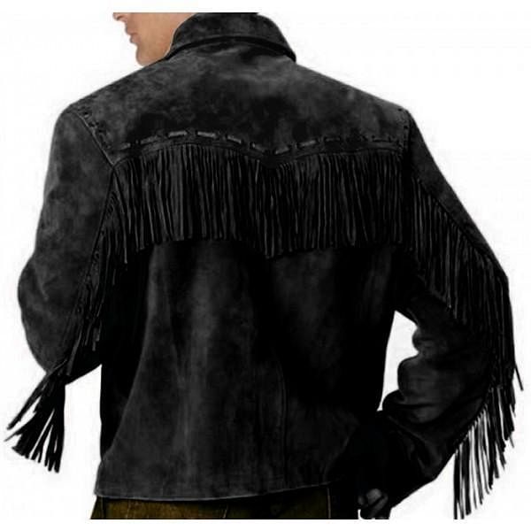 Men's Simply Western cowboy Jacket - Hand Braiding And Lacing - Long Fringe