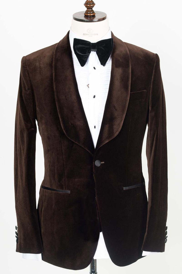 Men's Brown Smoking Jackets Designer Party Wear Coat