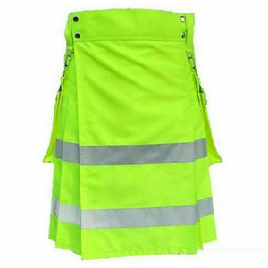 Men's Fireman Firefighter Utility Kilt Neon Green Utility Fashion Kilt For Men