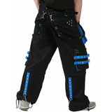 Gothic Bondage Trouser Blue Thread Cyber Punk Shorts Metal Studs Tripp Mens Pant