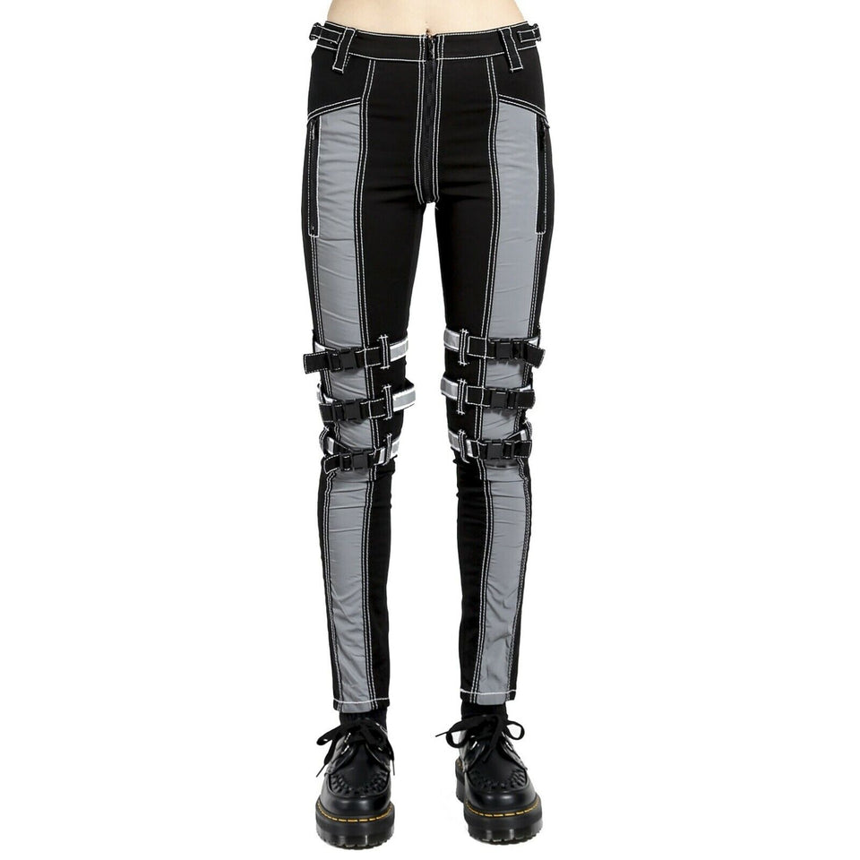 Gothic Bondage Reflective Men Pant Alternative Punk Rock Emo Trouser