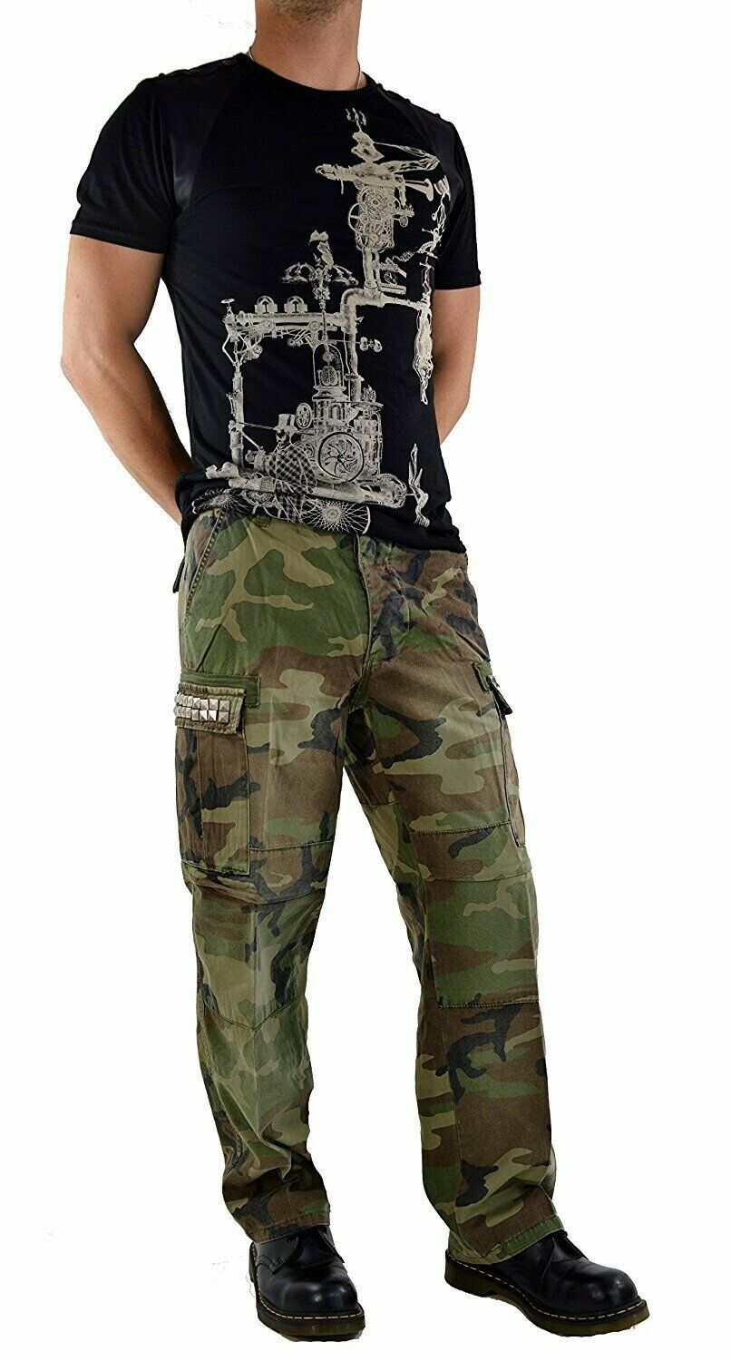 GOTHIC CYBER STEAMPUNK CAMO ARMY MILITARY BIKER JEANS PUNK ROCK MENS PANTS