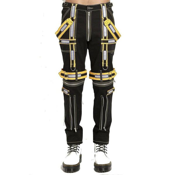 MEN'S BLACK TRIPP PANTS ELECTRO BONDAGE RAVE GOTHIC CYBER CHAIN JEANS