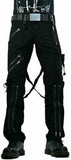 Mens Gothic Straps Zipper Trousers Punk Rock Studs Metal & Chain Trouser Pant