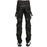 Gothic Mens Straps Zipper Stitch Trousers Rock Studs Metal/Chain Trouser Tripp Pants
