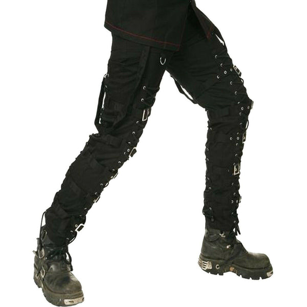 MEN'S ELECTRO BONDAGE GOTHIC BLACK CYBER CHAIN GOTHIC JEANS PUNK ROCK PANTS