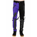 Gothic Bondage Men Pant Alternative Punk Rock Split Leg Purple/Black