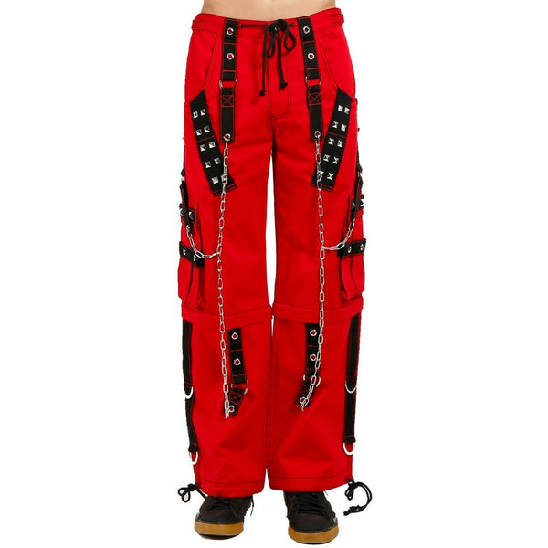 Gothic Bondage Men Pant Alternative Punk Rock Transformer Red Trouser Pant