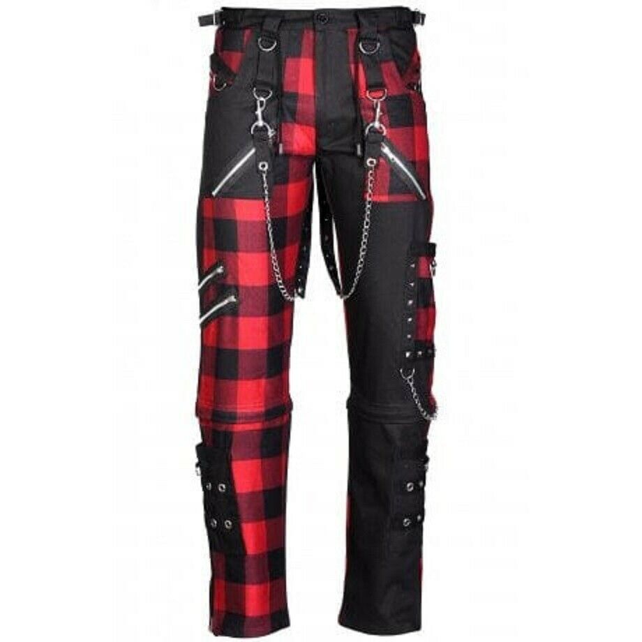 Men Gothic Split Leg Bondage Pant Rock Hard Trouser Heavy Weight