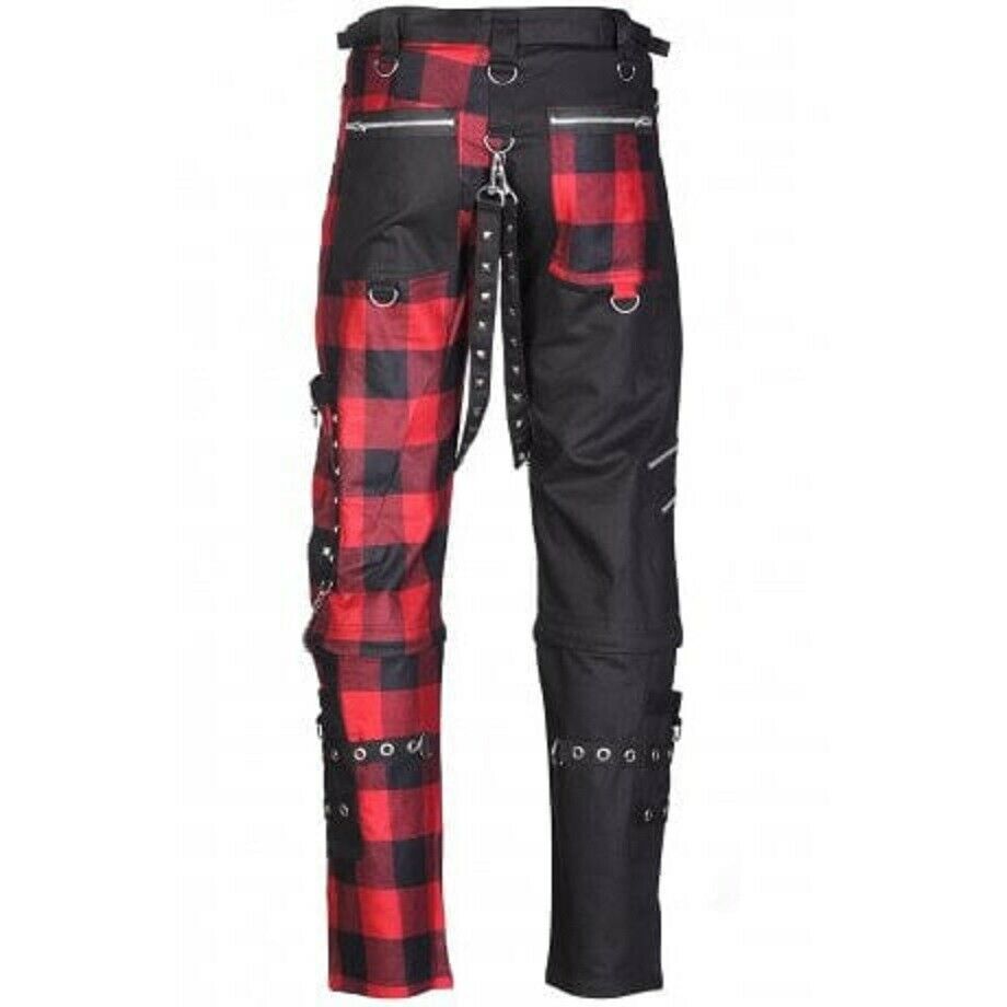 Men Gothic Split Leg Bondage Pant Rock Hard Trouser Heavy Weight