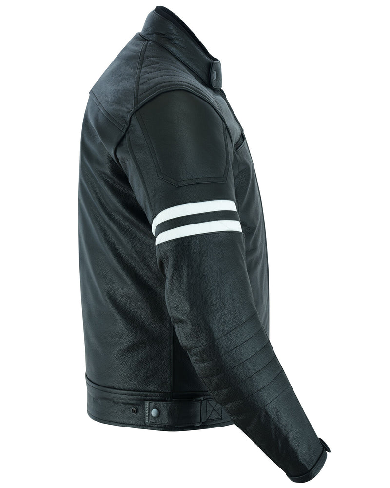 Motorcycle Leather Jacket Touring Motorbike Cafe Biker With Genuine CE Armour - Fashions Garb