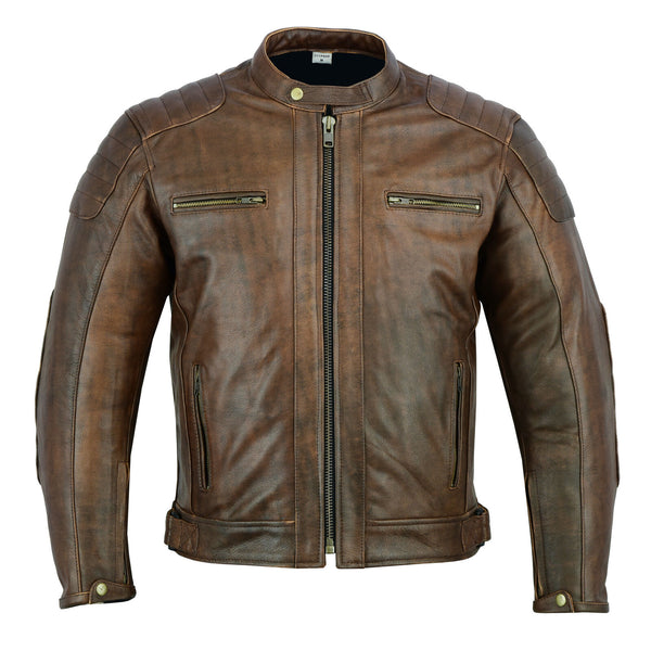 Men's Leather Motorbike Motorcycle Jacket With Genuine CE Protective Biker Armour - Fashions Garb