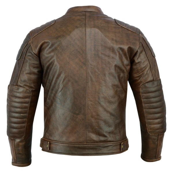 Men's Leather Motorbike Motorcycle Jacket With Genuine CE Protective Biker Armour - Fashions Garb