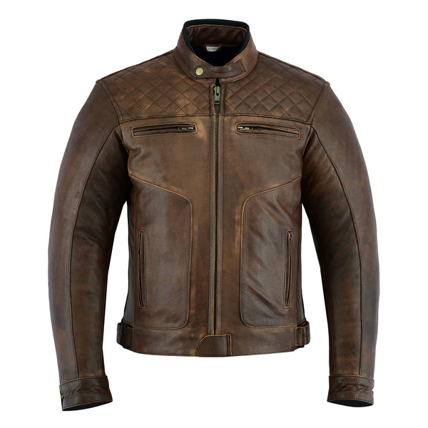 Leather Motorbike Motorcycle Jacket Touring Brown jacket With Genuine CE Biker Armour - Fashions Garb