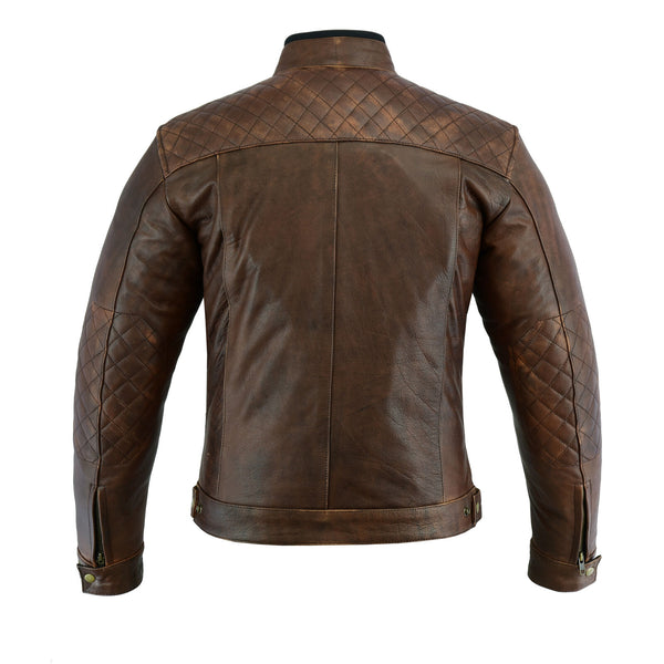 Leather Motorbike Motorcycle Jacket Touring Brown jacket With Genuine CE Biker Armour - Fashions Garb