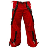 Gothic Men's Red Tripp Pant Trouser Black Straps Punk Rock Metal Chain