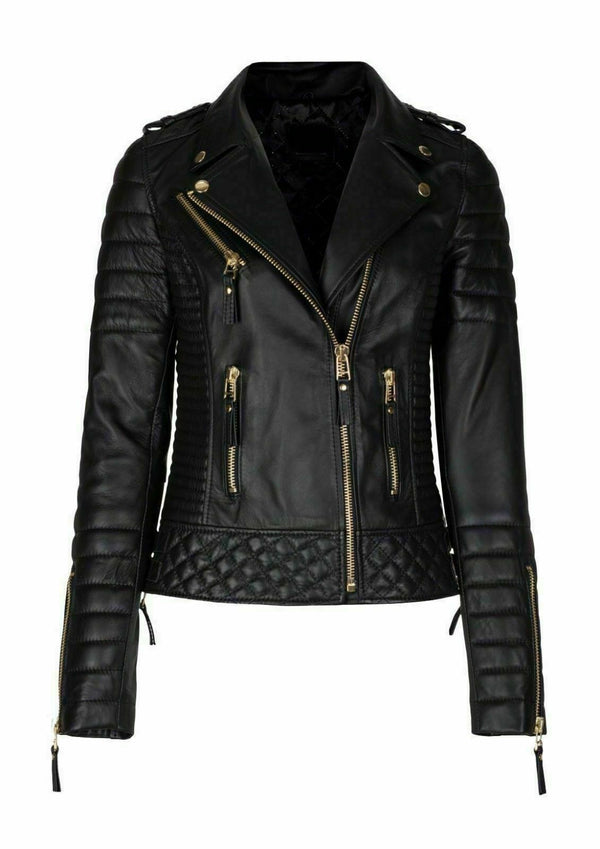 Motorbike Ladies High Quality Leather Jacket Biker Motorcycle Slim fit Design - Fashions Garb