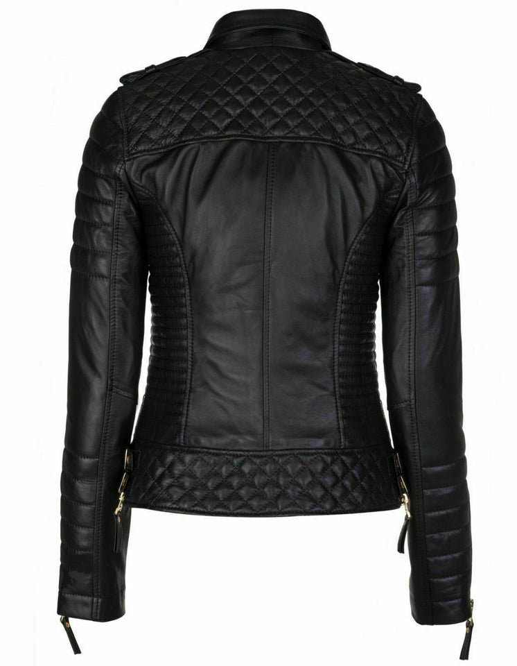 Motorbike Ladies High Quality Leather Jacket Biker Motorcycle Slim fit Design - Fashions Garb