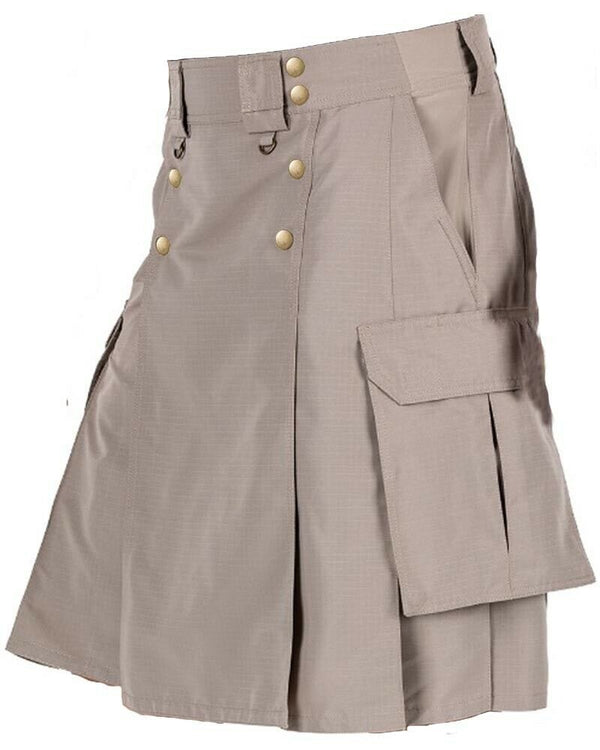 Scottish Utility Fashion Tactical Duty Kilt Khaki Kilts For Men