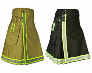 Men's firefighter Utility Cotton KILT Fireman Kilt Highly Visible Reflector