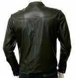 Black Men's Leather Shirt Long Sleeve Party Club