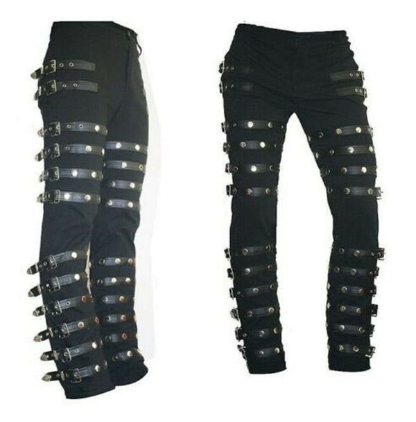 Michael Jackson Punk Classic Rivet BAD Concert Black Metal Rock Pants