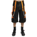 Men Bondage Skater Black/Orange Gothic Punk Rocker Cyber Goth Pant