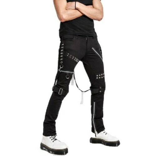 Men's Gothic Bondage Black Tripp Pant Rock Hard Trouser