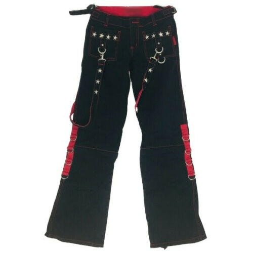 Gothic Men's Punk Goth Emo Bondage Star Black Red Pants