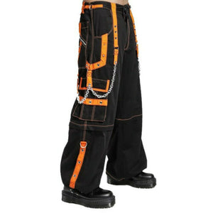 Men Bondage Skater Black/Orange Gothic Punk Rocker Cyber Goth Pant