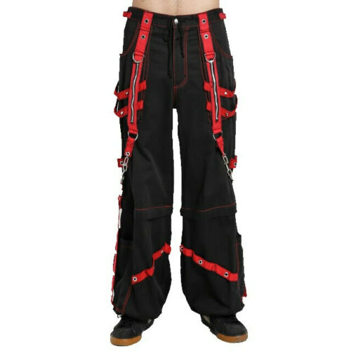 Mens Bondage Red Skater Gothic Punk Rocker Cyber Steampunk Biker Pant