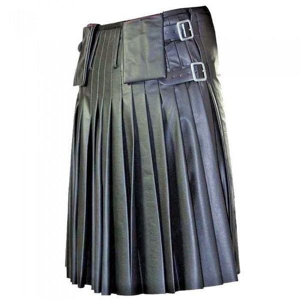Unisex Gothic leather kilt Scottish kilt with pockets