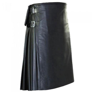 Traditional Unisex Gothic leather kilt Scottish kilt with pockets