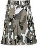 Urban Camo Cotton Utility Kilt with Cargo Pockets