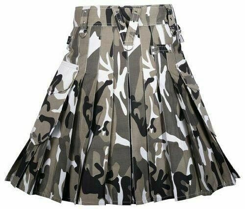 Urban Camo Cotton Utility Kilt with Cargo Pockets